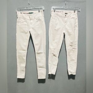 Set of 2 White Skinny Jeans Wax Jean & SONG High Rise Curvy Distressed Size 3
